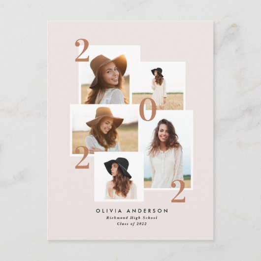 Moderne, multi-foto grafische geometrische terraco feestdagenkaart (Voorkant)