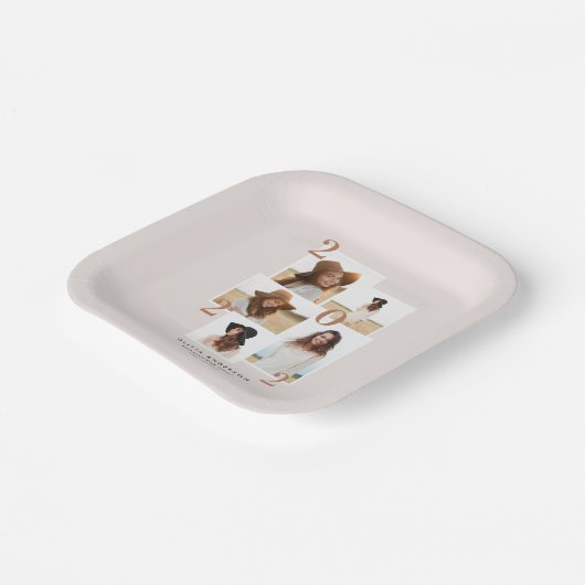 Moderne, multi-foto grafische geometrische terraco papieren bordje (Gebogen)