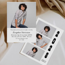 Moderne multi-foto jongens afstudeeruitnodiging