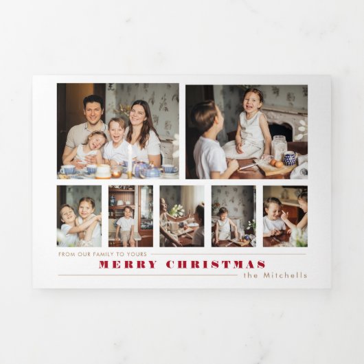 Moderne multi-foto kerstcollage drieluik wenskaart (Cover)