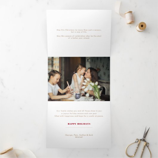 Moderne multi-foto kerstcollage drieluik wenskaart (Binnen)
