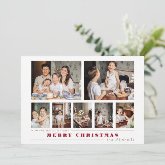 Moderne multi-foto kerstcollage feestdagenkaart (Staand voorkant)