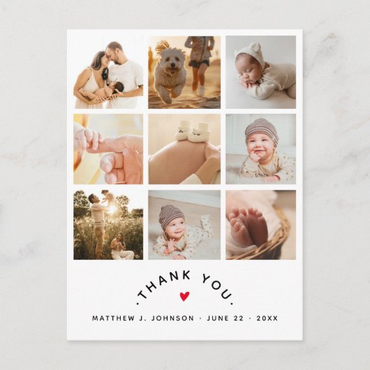 Moderne Multi Foto Nieuwe Baby Familie Dank u Briefkaart (Voorkant)