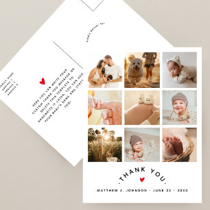 Moderne Multi Foto Nieuwe Baby Familie Dank u Briefkaart