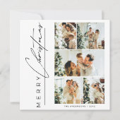 Moderne Multi Foto Prettig Kerst Script Feestdagenkaart (Voorkant)