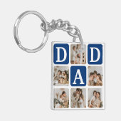 Moderne multi foto raster schattig papa cadeau sleutelhanger (Voorkant Links)
