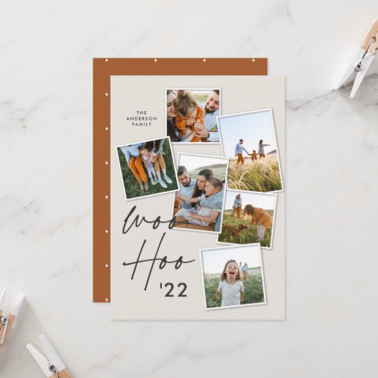 Moderne multi foto roest kerst nieuwjaar (Voorkant / Achterkant in situ)