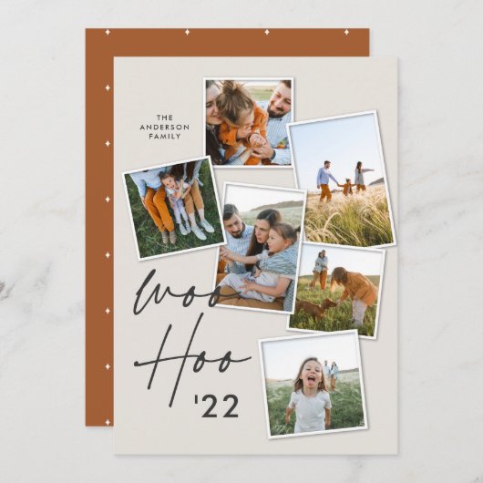 Moderne multi foto roest kerst nieuwjaar (Voorkant / Achterkant)