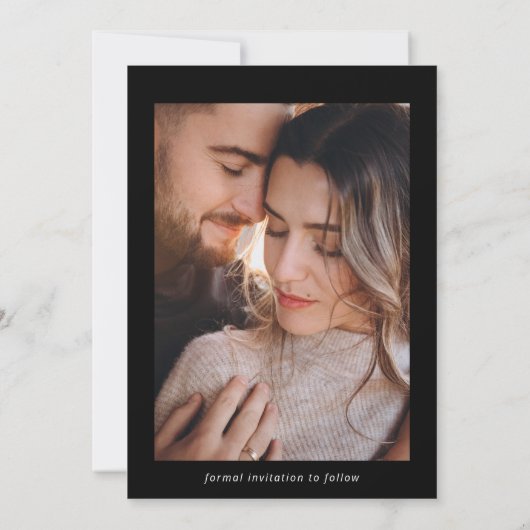 Moderne Multi Foto Zwart en Grijs | QR-code Save The Date (Achterkant)