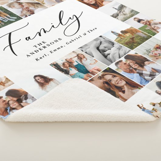 Moderne multi-foto zwarte manuscriptfamilie elegan sherpa deken (3/4)