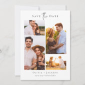 Moderne multi-fotocollage bruiloft save the date (Voorkant)