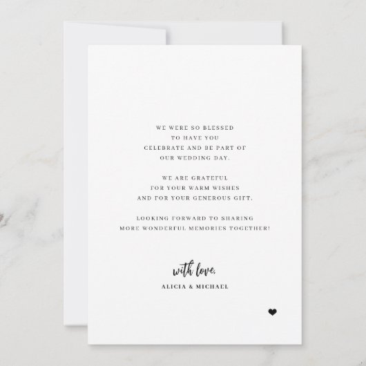 Moderne multi fotocollage eenvoudige bruiloft bedankkaart (Achterkant)