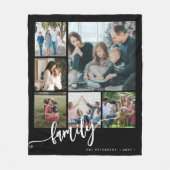 Moderne multi-fotocollage familie script aandenken fleece deken (Voorkant)