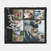 Moderne multi-fotocollage familie script aandenken fleece deken (Voorkant (Horizontaal))