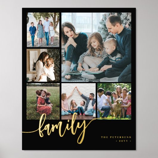 Moderne multi-fotocollage-familiemanuscript folie afdrukken (Voorkant)