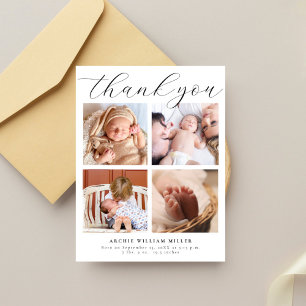 Moderne Multi Fotocollage Nieuwe Baby Dank u Briefkaart