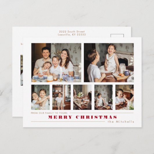 Moderne multi-fotocollage w/aangepaste tekst briefkaart (Voorkant / Achterkant)