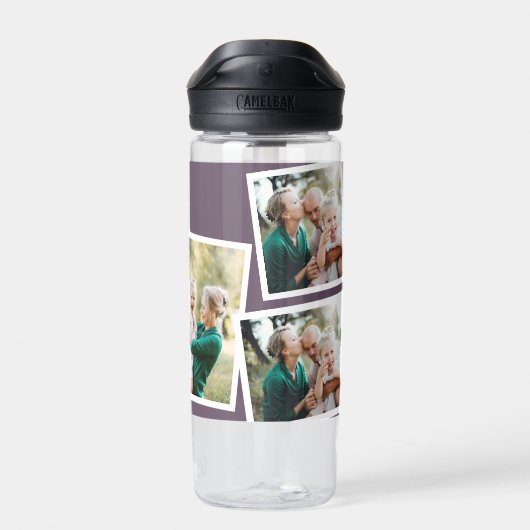 Moderne multi-fotofamilie paarse eenvoudige famili waterfles (Achterkant)