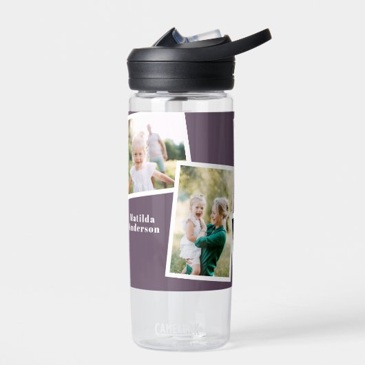 Moderne multi-fotofamilie paarse eenvoudige famili waterfles (Links)