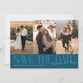 Moderne multi-fotohandtekening van het koppel in t save the date (Voorkant)