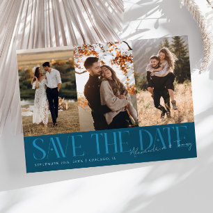 Moderne multi-fotohandtekening van het koppel in t save the date