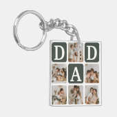 Moderne multi-fotorooster Cadeaubox voor papa Sleutelhanger (Voorkant Links)