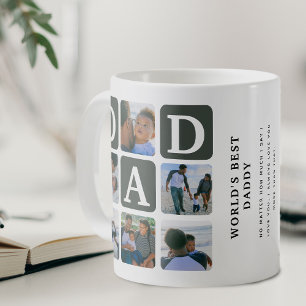 Moderne multi-fotorooster Mop met tekst 'Cute DAD' Koffiemok