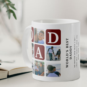 Moderne multi-fotorooster Mop met tekst 'Cute DAD' Koffiemok