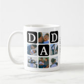 Moderne multi-fotorooster Mop met tekst 'Cute DAD' Koffiemok (Links)
