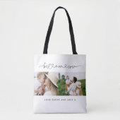 Moderne multi-fotoscripttypografie beste moeder tote bag (Voorkant)
