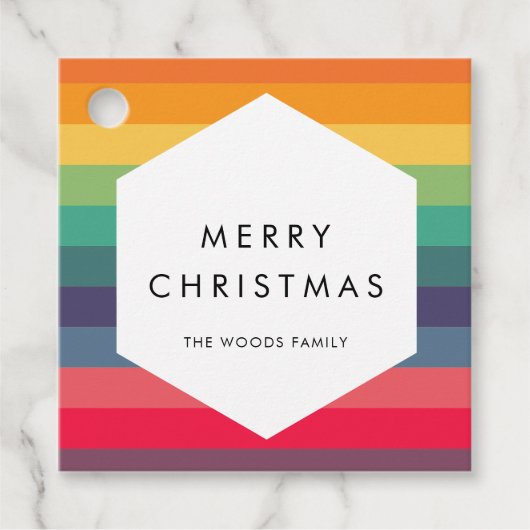 Moderne multi gekleurde geometrische vrolijke kers bedankjes labels (Voorkant)