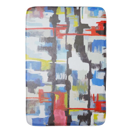 Moderne multi-kleur Abstracte retro-achtige Badmat (Voorkant Verticaal)