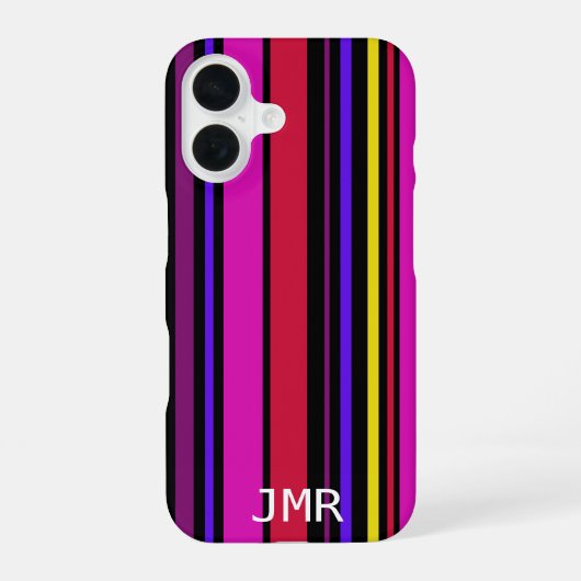 Moderne multi kleur barcode Designer iPhone 16 Hoesje (Achterkant)