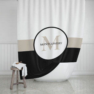 Moderne multi-kleur streep met monogram douchegordijn