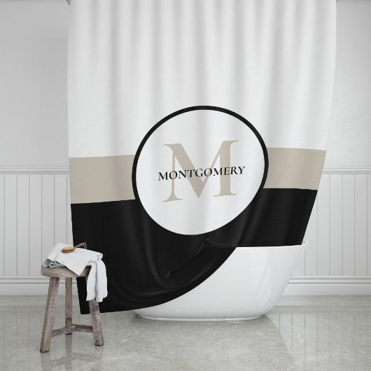Moderne multi-kleur streep met monogram douchegordijn