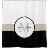 Moderne multi-kleur streep met monogram douchegordijn (Voorkant)