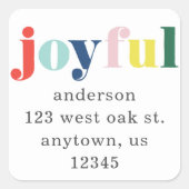 Moderne multi-kleur vreugdevolle vakantie retour a vierkante sticker (Voorkant)