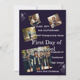 Moderne Multi Photo Afstuderen Invitation Class202 Kaart