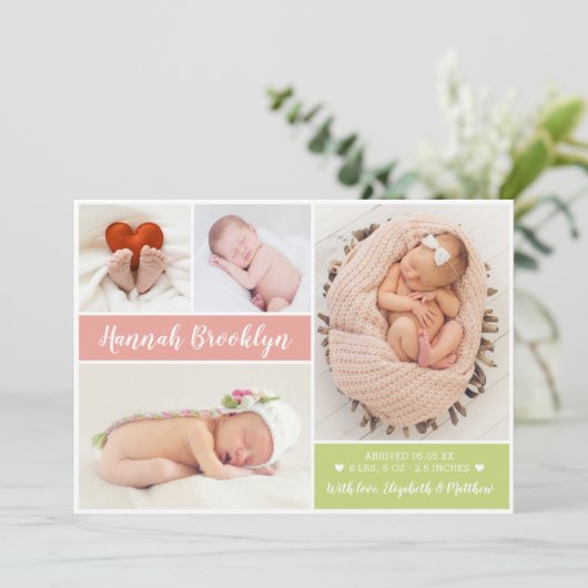 Moderne Multi Photo Announcement Card Aankondiging (Staand voorkant)