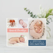 Moderne Multi Photo Announcement Card Aankondiging (Staand voorkant)