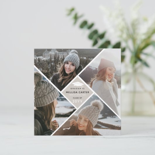 Moderne Multi-Photo Collage Afstuderen Aankondiging (Staand voorkant)