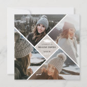 Moderne Multi-Photo Collage Graduation Party Kaart (Voorkant)