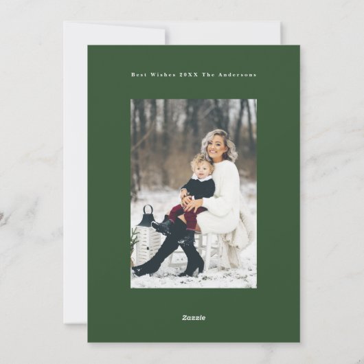 Moderne Multi Photo Collage Green Brush Happy Feestdagenkaart (Achterkant)