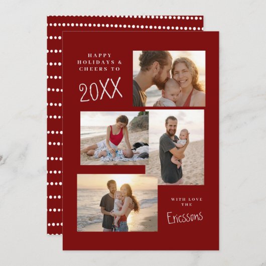 Moderne Multi-Photo Collage Kaart (Voorkant / Achterkant)