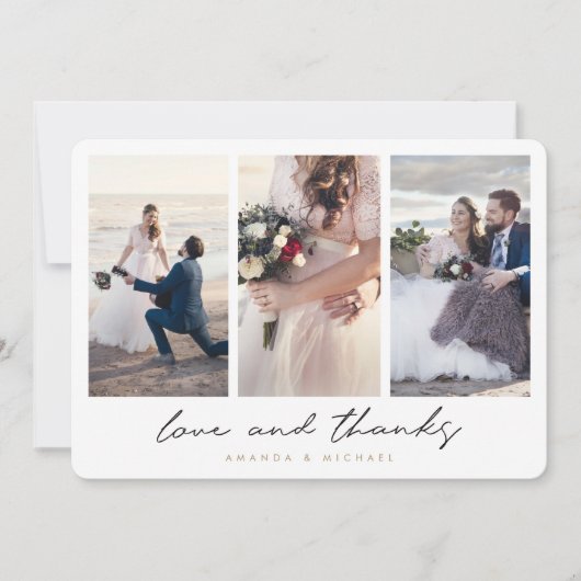 Moderne Multi Photo Collage Love and Bedankt Weddi (Voorkant)
