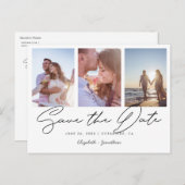 Moderne Multi Photo Collage Wedding Save the Date Uitnodiging Briefkaart (Voorkant / Achterkant)