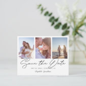 Moderne Multi Photo Collage Wedding Save the Date Uitnodiging Briefkaart (Staand voorkant)