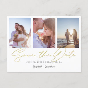 Moderne Multi Photo Collage Wedding Save the Date Uitnodiging Briefkaart