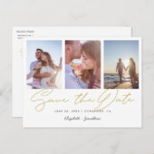 Moderne Multi Photo Collage Wedding Save the Date Uitnodiging Briefkaart (Voorkant / Achterkant)
