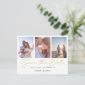 Moderne Multi Photo Collage Wedding Save the Date Uitnodiging Briefkaart (Staand voorkant)